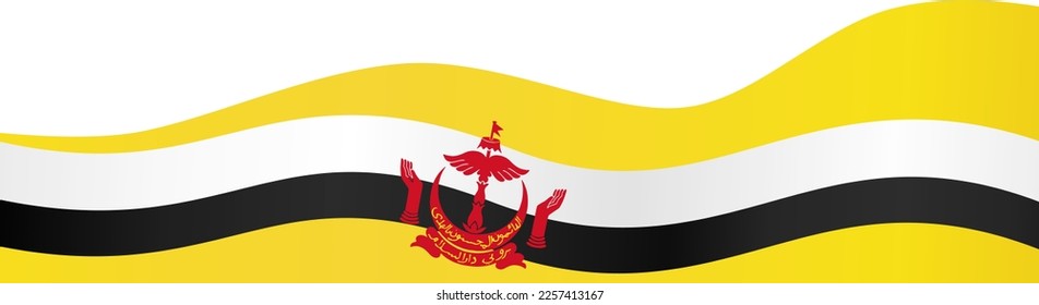 Brunei flag wave isolated on png or transparent background
