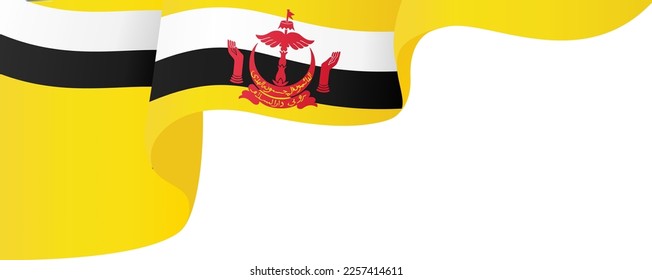 Brunei flag wave isolated on png or transparent background