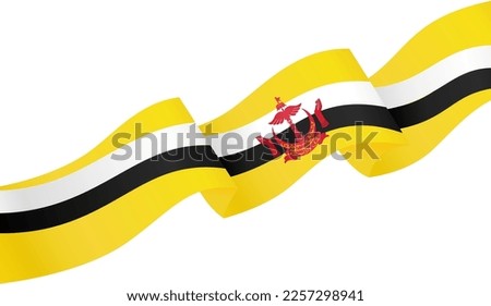 Brunei flag wave isolated on png or transparent background