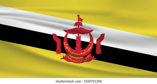 Brunei flag waving with wind effect