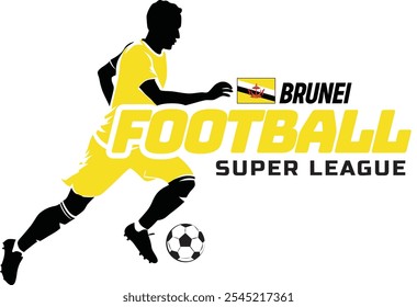 Brunei football league, Soccer ball, Football logo, Footballer Kick the Ball isolated on white background, Vector Illustration