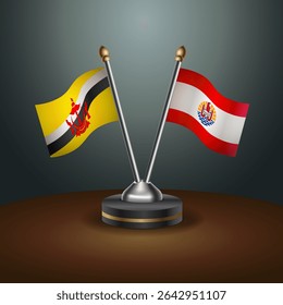 Brunei and French Polynesia table flags relation with gradient backgrund