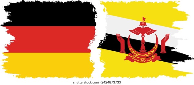 Brunei and Germany grunge flags connection, vector