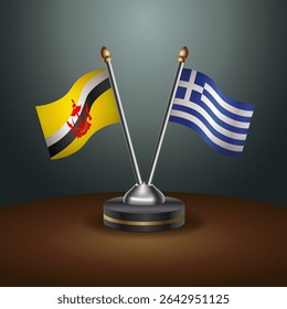 Brunei and Greece table flags relation with gradient backgrund
