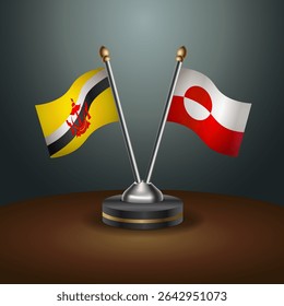 Brunei and Greenland table flags relation with gradient backgrund