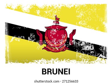 Brunei grunge flag isolated vector in official colors and Proportion Correctly. country's name label in bottom