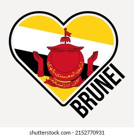 Brunei heart flag badge. Made with Love from Brunei logo. Flag of the country in heart shape. Vector illustration.