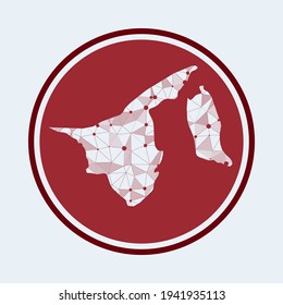 Icono de Brunéi. Logo de moda del país. Diseño redondo de malla geométrica. Tecnología, internet, red, concepto de telecomunicaciones. Ilustración vectorial.