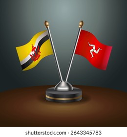 Brunei and Isle of Man table flags relation with gradient backgrund