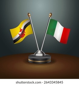 Tabela de Brunei e Itália sinaliza relação com plano de fundo gradiente