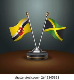 Tabela de Brunei e Jamaica sinaliza relação com plano de fundo gradiente