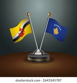 Brunei and Kosovo table flags relation with gradient backgrund