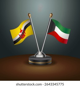 Brunei and Kuwait table flags relation with gradient backgrund