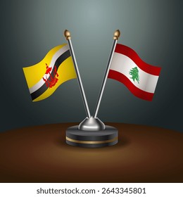 Brunei and Lebanon table flags relation with gradient backgrund