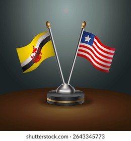 Brunei and Liberia table flags relation with gradient backgrund