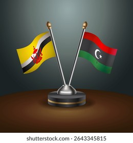 Brunei and Libya table flags relation with gradient backgrund