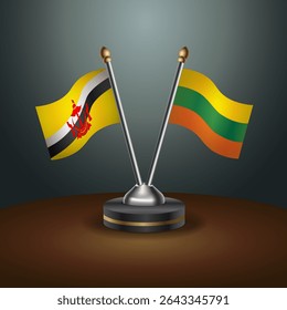 Brunei and Lithuanian table flags relation with gradient backgrund