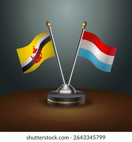 Brunei and Luxembourg table flags relation with gradient backgrund