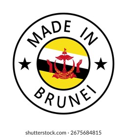 Brunei Made in Stamp in circle with flag Vector template on white background