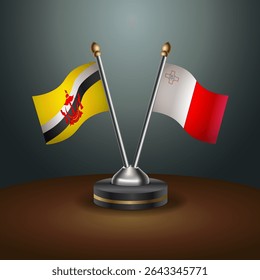 Brunei and Malta table flags relation with gradient backgrund