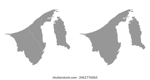 Brunei map with administrative divisions. Vector illustration.