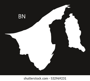 Brunei Map black and white illustration