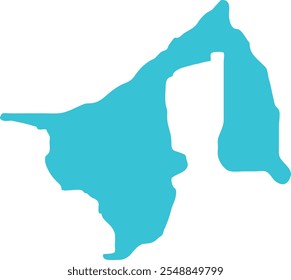 Brunei MAP in Blue, Country Map, Brunei, Border Map, Border line of Brunei, Geographic Map