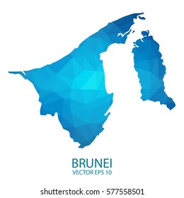 Brunei map - blue geometric rumpled triangular low poly style gradient graphic background , polygonal design for your . Vector illustration eps 10.