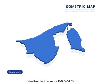Brunei map blue isolated on white background with 3d isometric vector illustration.
