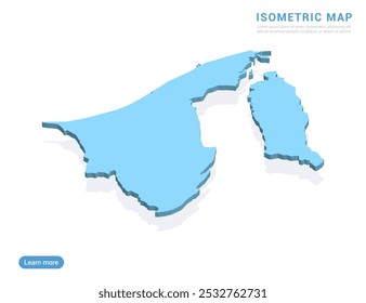 Brunei mapa azul sobre fundo branco com vetor isométrico.