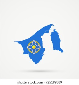 Brunei map in Collective Security Treaty Organization (CSTO) flag colors, editable vector.