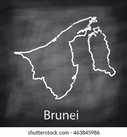 Brunei map drawn with chalk on blackboard background
