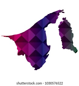 Brunei map in geometric polygonal style. Abstract Polygon Map. Low Poly Color Rainbow Brunei map of isolated.Vector Illustration EPS10.