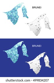 Brunei map in geometric polygonal style. Abstract gems triangle.