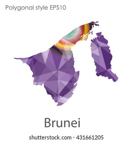 Brunei map in geometric polygonal style.Abstract gems triangle,modern design background.