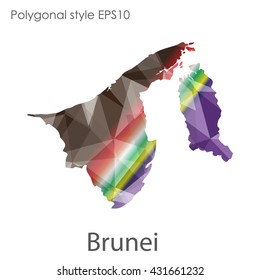Brunei map in geometric polygonal style.Abstract gems triangle,modern design background.