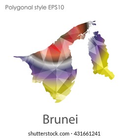 Brunei map in geometric polygonal style.Abstract gems triangle,modern design background.