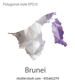 Brunei map in geometric polygonal style.Abstract gems triangle,modern design background.