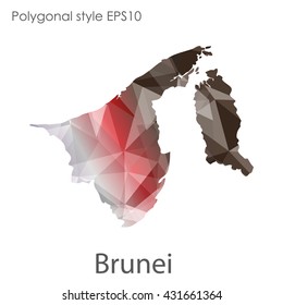 Brunei map in geometric polygonal style.Abstract gems triangle,modern design background.
