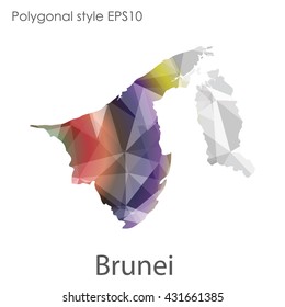 Brunei map in geometric polygonal style.Abstract gems triangle,modern design background.