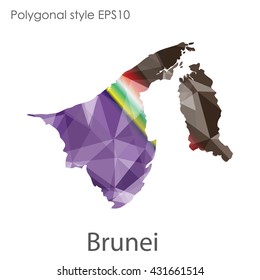 Brunei map in geometric polygonal style.Abstract gems triangle,modern design background.