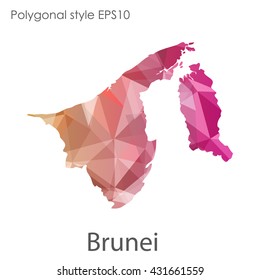 Brunei map in geometric polygonal style.Abstract gems triangle,modern design background.