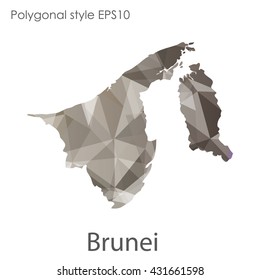 Brunei map in geometric polygonal style.Abstract gems triangle,modern design background.