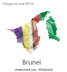 Brunei map in geometric polygonal style.Abstract gems triangle,modern design background.