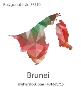 Brunei map in geometric polygonal style.Abstract gems triangle,modern design background.
