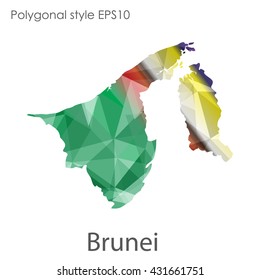 Brunei map in geometric polygonal style.Abstract gems triangle,modern design background.