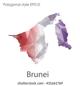 Brunei map in geometric polygonal style.Abstract gems triangle,modern design background.