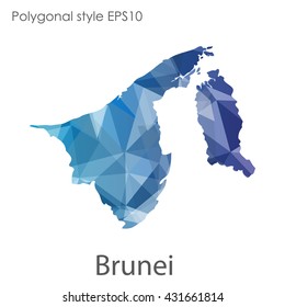 Brunei map in geometric polygonal style.Abstract gems triangle,modern design background.