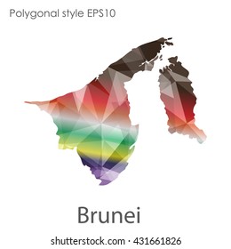 Brunei map in geometric polygonal style.Abstract gems triangle,modern design background.