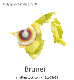 Brunei map in geometric polygonal style.Abstract gems triangle,modern design background.